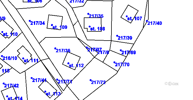 Parcela st. 217/8 v KÚ Litošice, Katastrální mapa