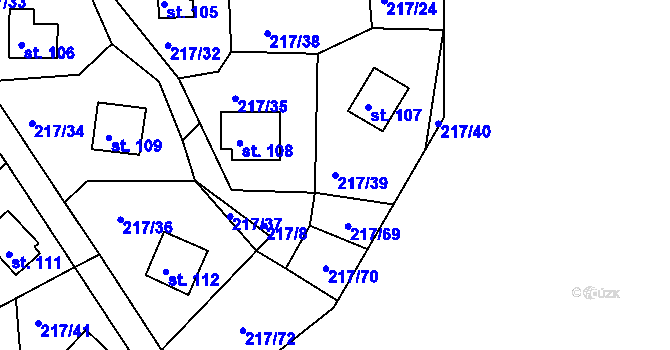 Parcela st. 217/39 v KÚ Litošice, Katastrální mapa