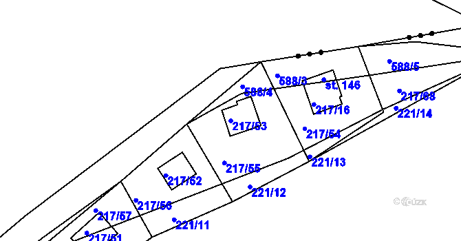 Parcela st. 217/53 v KÚ Litošice, Katastrální mapa