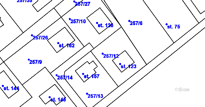 Parcela st. 257/12 v KÚ Litošice, Katastrální mapa