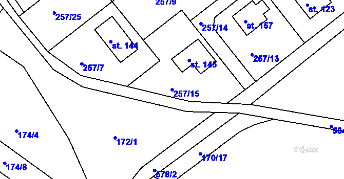 Parcela st. 257/15 v KÚ Litošice, Katastrální mapa