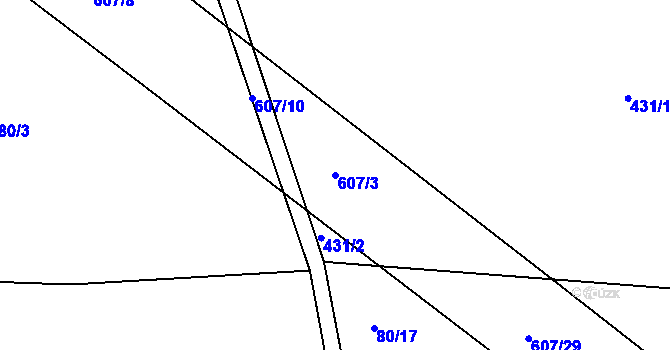 Parcela st. 607/3 v KÚ Litošice, Katastrální mapa