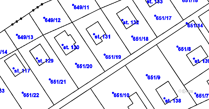 Parcela st. 651/19 v KÚ Litošice, Katastrální mapa