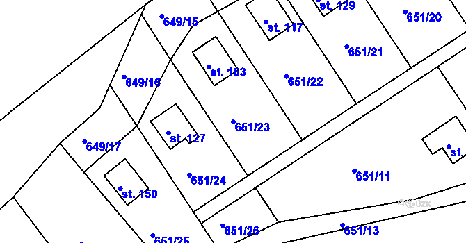 Parcela st. 651/23 v KÚ Litošice, Katastrální mapa