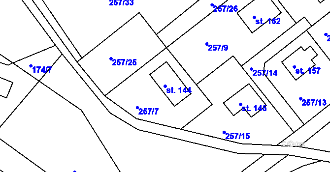 Parcela st. 144 v KÚ Litošice, Katastrální mapa