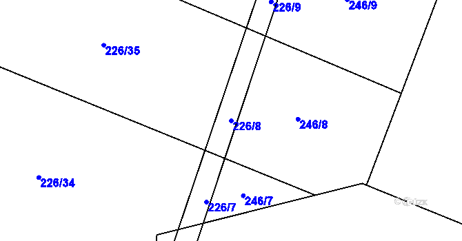 Parcela st. 226/8 v KÚ Litošice, Katastrální mapa