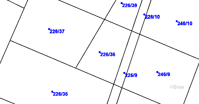 Parcela st. 226/36 v KÚ Litošice, Katastrální mapa