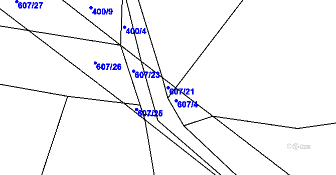 Parcela st. 607/21 v KÚ Litošice, Katastrální mapa
