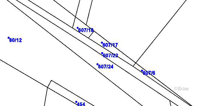 Parcela st. 607/22 v KÚ Litošice, Katastrální mapa