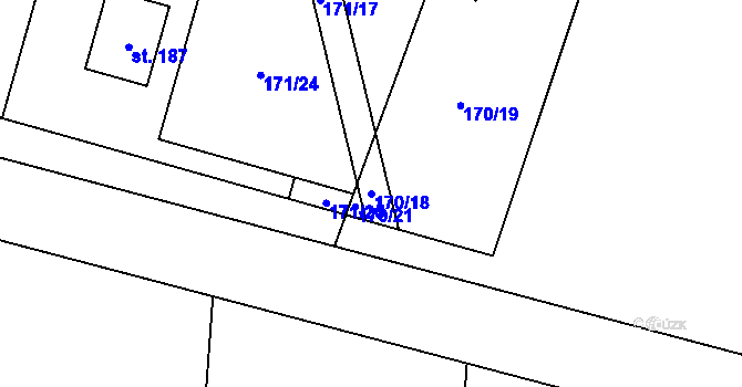 Parcela st. 170/18 v KÚ Litošice, Katastrální mapa