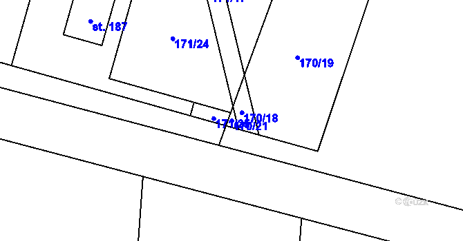 Parcela st. 170/21 v KÚ Litošice, Katastrální mapa