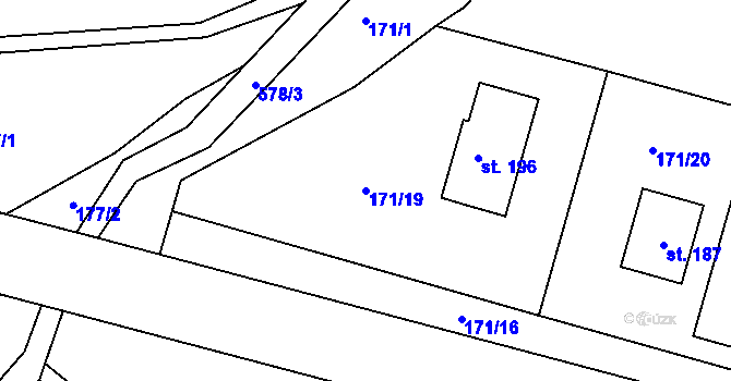 Parcela st. 171/19 v KÚ Litošice, Katastrální mapa