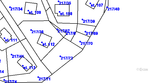 Parcela st. 217/70 v KÚ Litošice, Katastrální mapa