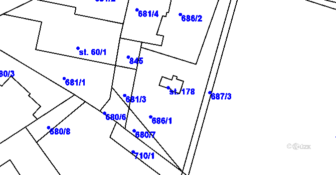 Parcela st. 178 v KÚ Litošice, Katastrální mapa