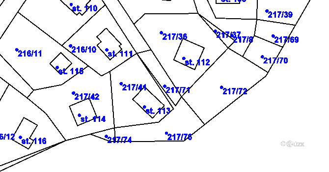 Parcela st. 217/71 v KÚ Litošice, Katastrální mapa