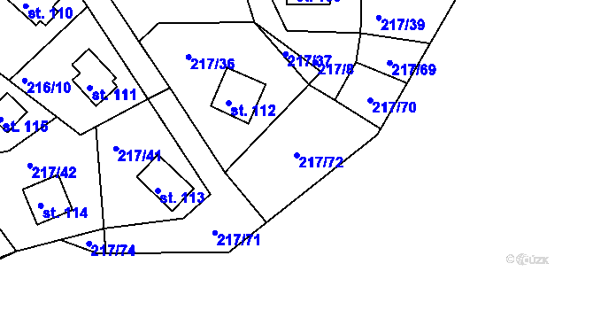 Parcela st. 217/72 v KÚ Litošice, Katastrální mapa
