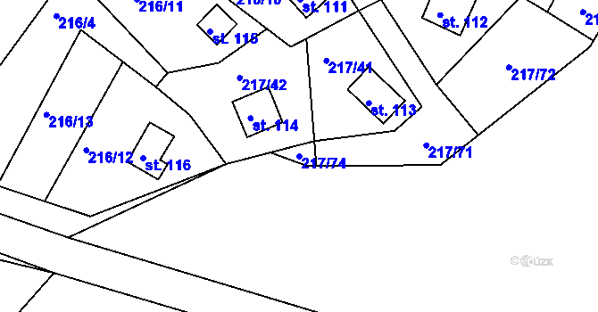 Parcela st. 217/74 v KÚ Litošice, Katastrální mapa