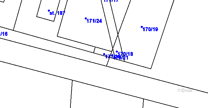 Parcela st. 171/25 v KÚ Litošice, Katastrální mapa