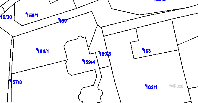 Parcela st. 159/5 v KÚ Horní Částkov, Katastrální mapa