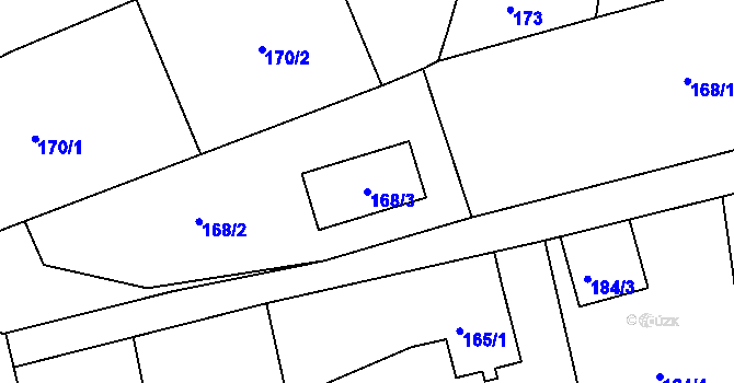 Parcela st. 168/3 v KÚ Horní Částkov, Katastrální mapa