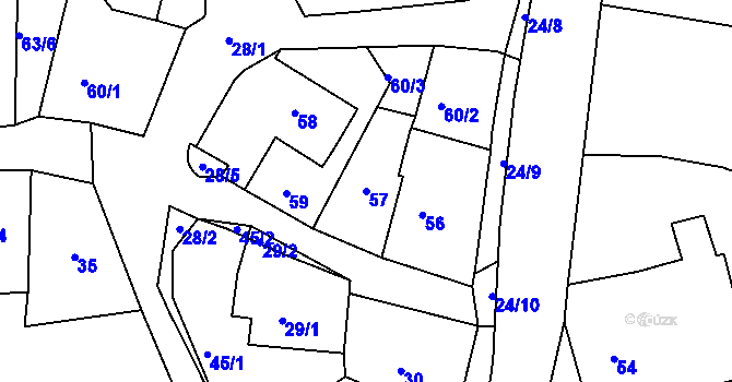 Parcela st. 57 v KÚ Lítov, Katastrální mapa
