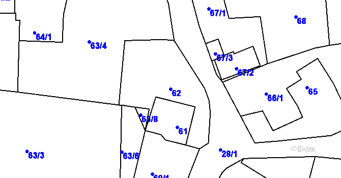 Parcela st. 62 v KÚ Lítov, Katastrální mapa