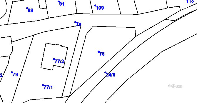 Parcela st. 76 v KÚ Lítov, Katastrální mapa