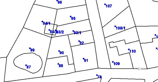 Parcela st. 92 v KÚ Lítov, Katastrální mapa