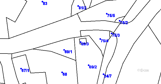 Parcela st. 69/3 v KÚ Lítov, Katastrální mapa
