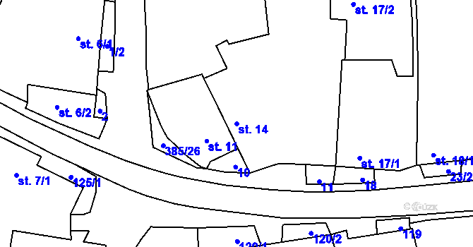 Parcela st. 14 v KÚ Litovany, Katastrální mapa