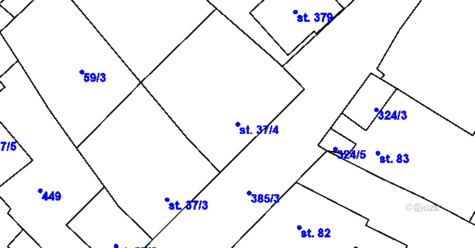 Parcela st. 37/4 v KÚ Litovany, Katastrální mapa