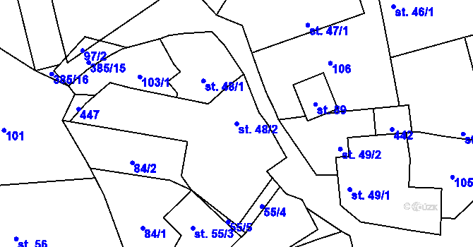 Parcela st. 48/2 v KÚ Litovany, Katastrální mapa