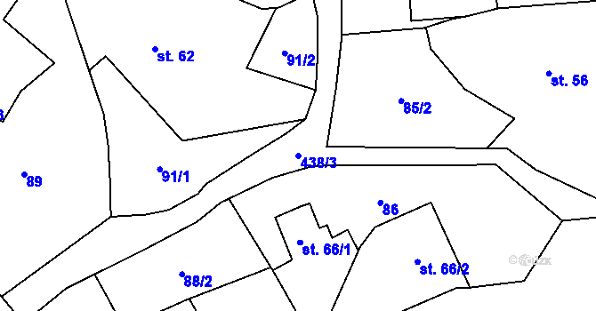 Parcela st. 438/3 v KÚ Litovany, Katastrální mapa