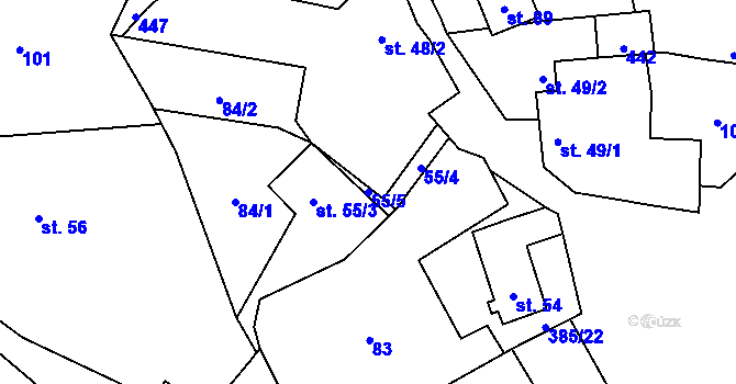 Parcela st. 55/5 v KÚ Litovany, Katastrální mapa