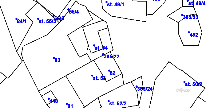 Parcela st. 385/22 v KÚ Litovany, Katastrální mapa