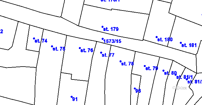 Parcela st. 77 v KÚ Litovel, Katastrální mapa