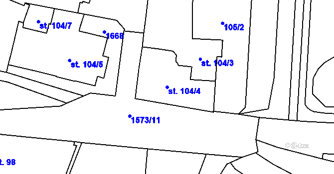 Parcela st. 104/4 v KÚ Litovel, Katastrální mapa