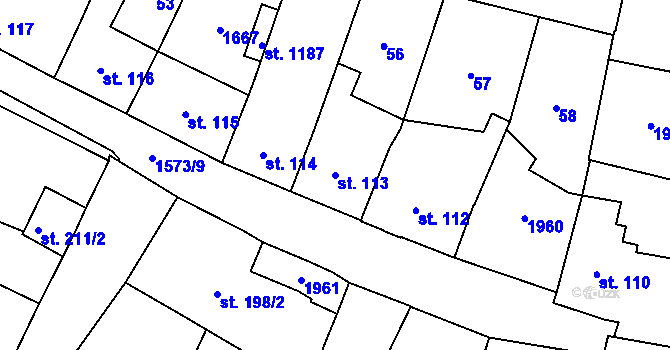 Parcela st. 113 v KÚ Litovel, Katastrální mapa