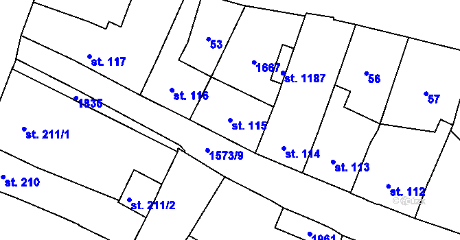 Parcela st. 115 v KÚ Litovel, Katastrální mapa