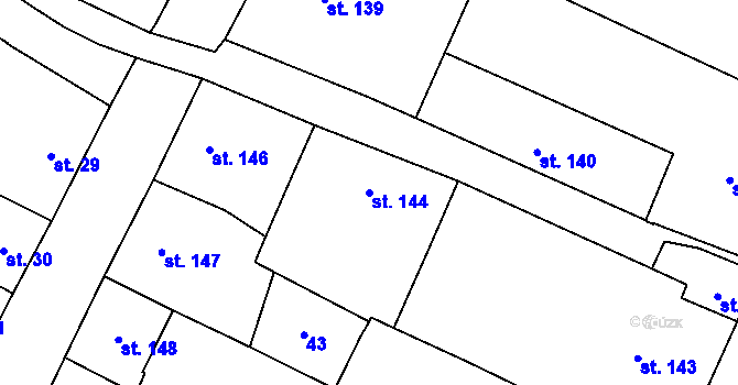 Parcela st. 144 v KÚ Litovel, Katastrální mapa
