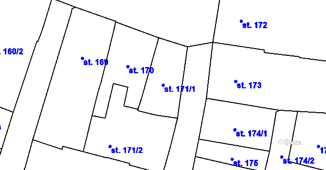 Parcela st. 171/1 v KÚ Litovel, Katastrální mapa