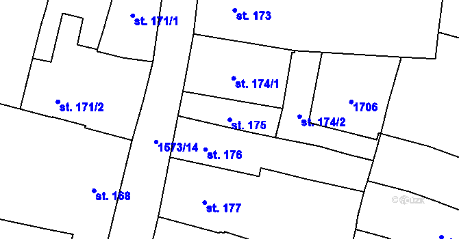 Parcela st. 175 v KÚ Litovel, Katastrální mapa