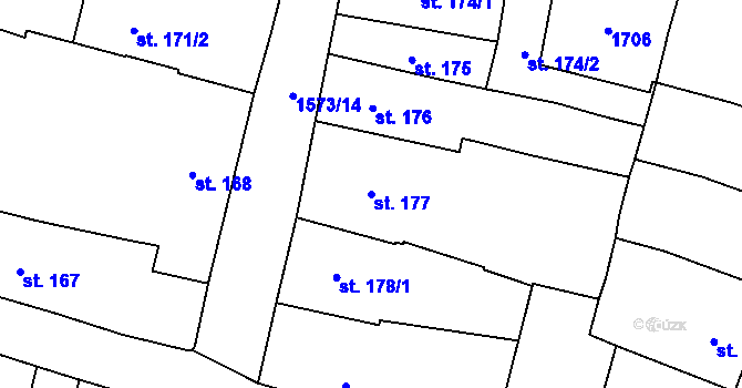 Parcela st. 177 v KÚ Litovel, Katastrální mapa