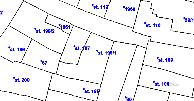 Parcela st. 196/1 v KÚ Litovel, Katastrální mapa