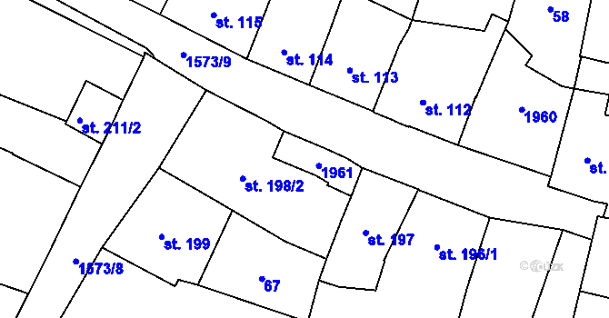Parcela st. 198/1 v KÚ Litovel, Katastrální mapa
