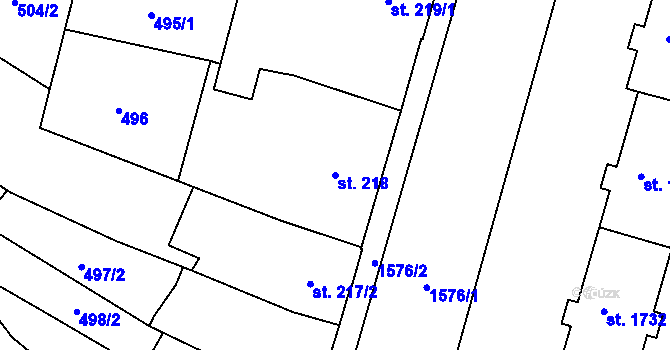 Parcela st. 218 v KÚ Litovel, Katastrální mapa