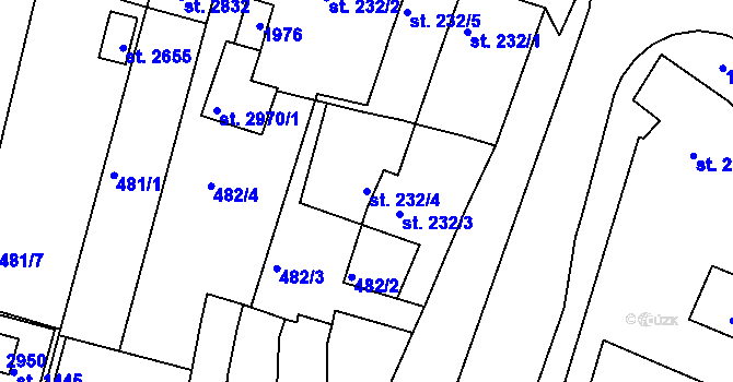 Parcela st. 232/4 v KÚ Litovel, Katastrální mapa