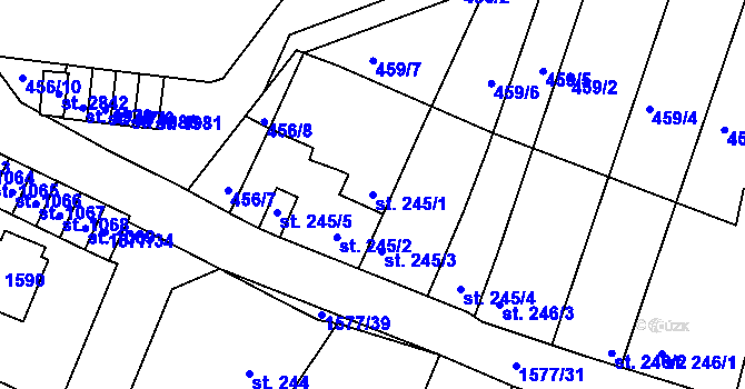 Parcela st. 245/1 v KÚ Litovel, Katastrální mapa
