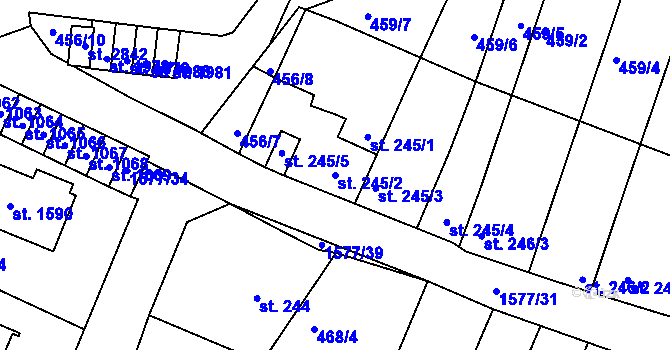 Parcela st. 245/2 v KÚ Litovel, Katastrální mapa
