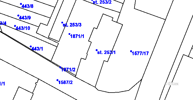 Parcela st. 253/1 v KÚ Litovel, Katastrální mapa